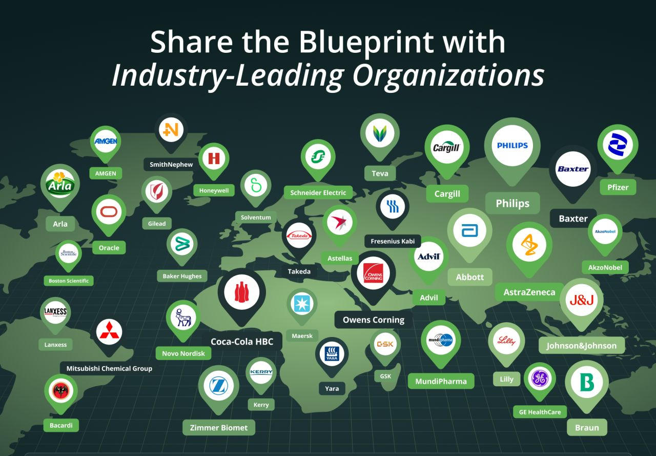 Member organizations of the Commercial Excellence Consortium — including Philips, Pfizer, Novo Nordisk, AstraZeneca, GSK, Johnson & Johnson, Abbott, Baxter, Bayer, Cargill, Maersk, Coca-Cola HBC, Takeda, Eli Lilly, and dozens more industry-leading companies.